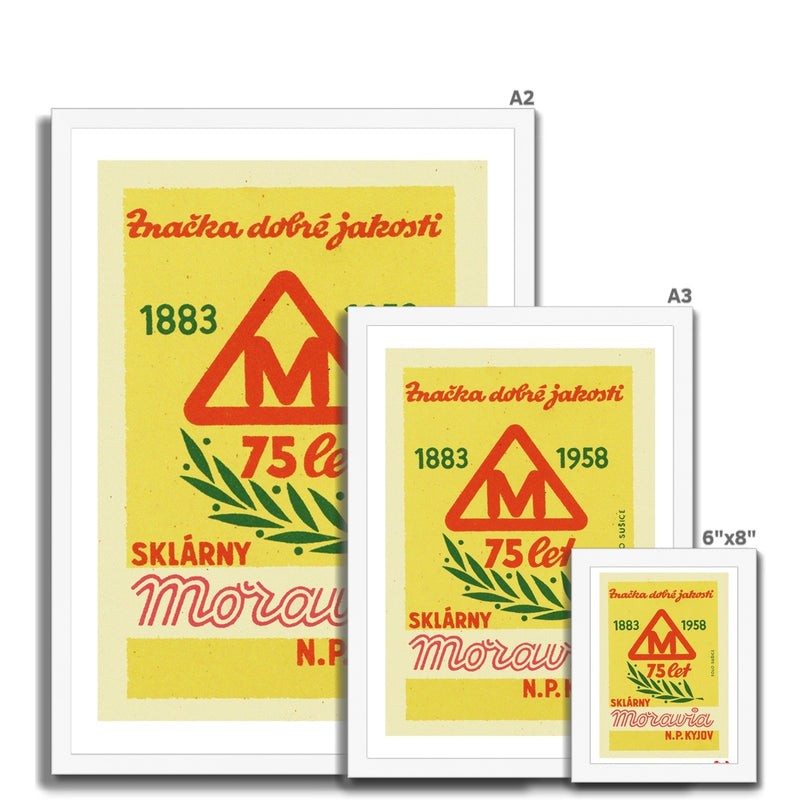 Moravia Glass Works.125 years. 1883 To 1958 - Fine art print - Matchbox art print - Retro art print - Vintage art print - Wall art print