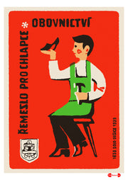Crafts for Boys - Shoemaking - Fine art print - Matchbox art print - Retro art print - Vintage art print - Wall art print