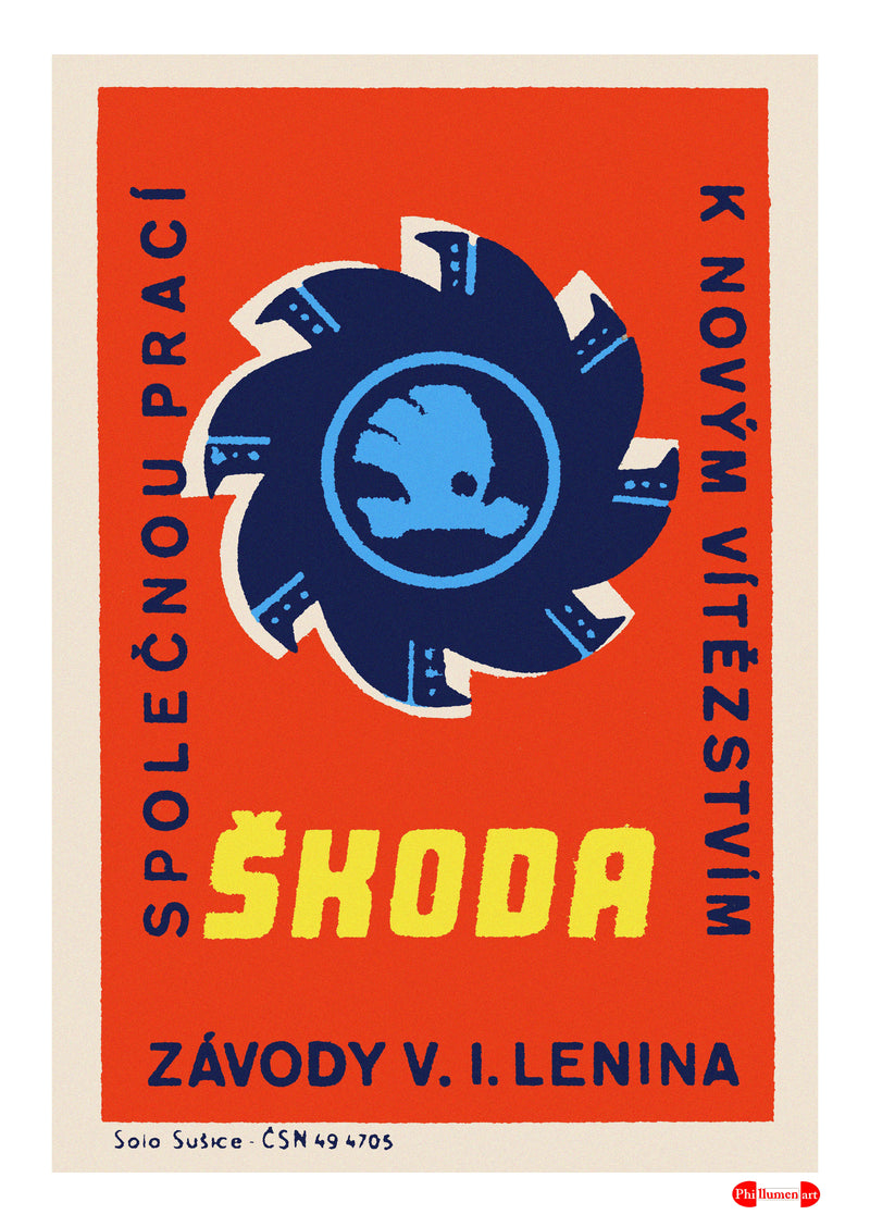 Skoda. Working Together (Red) - Fine art print - Matchbox art print - Retro art print - Vintage art print - Wall art print