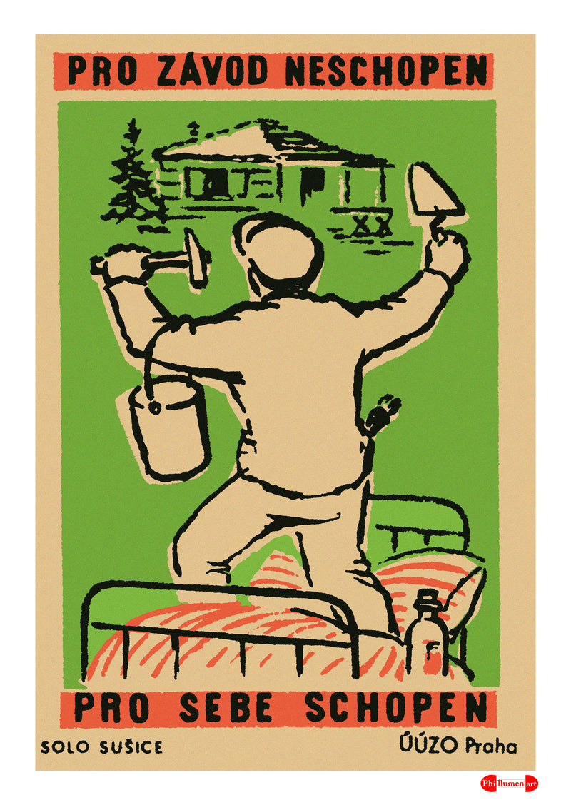 Work for Yourself. - Fine art print - Matchbox art print - Retro art print - Vintage art print - Wall art print