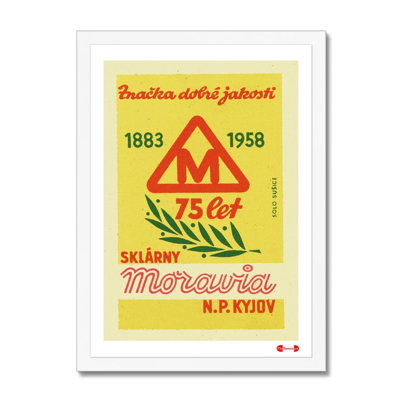 Moravia Glass Works.125 years. 1883 To 1958 - Fine art print - Matchbox art print - Retro art print - Vintage art print - Wall art print