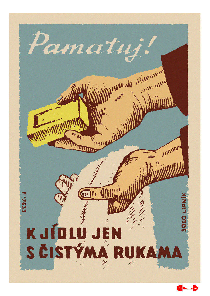 Remember To Only Eat Food With Clean Hands - Fine art print - Matchbox art print - Retro art print - Vintage art print - Wall art print