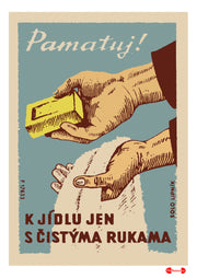 Remember To Only Eat Food With Clean Hands - Fine art print - Matchbox art print - Retro art print - Vintage art print - Wall art print