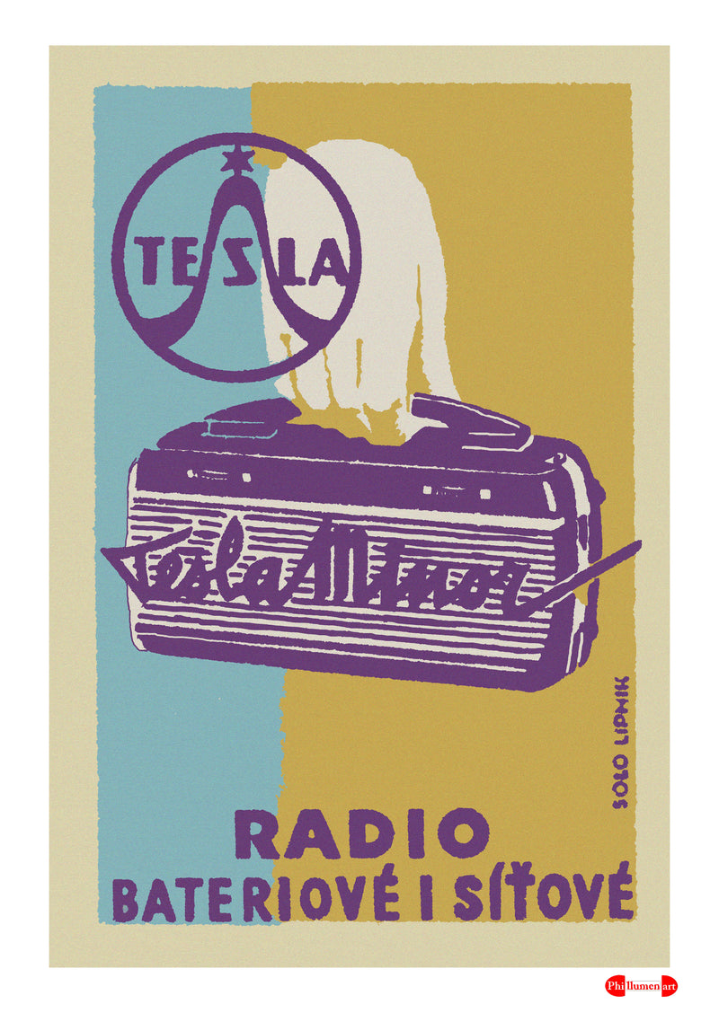 Tesla Battery And Mains Radio - Fine art print - Matchbox art print - Retro art print - Vintage art print - Wall art print