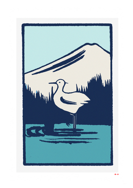 Wading Bird - Fine art print - Matchbox wall art print - Retro wall art print - Vintage wall art print - Wall art print