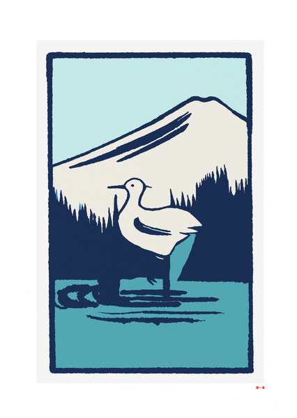 Wading Bird - Fine art print - Matchbox wall art print - Retro wall art print - Vintage wall art print - Wall art print