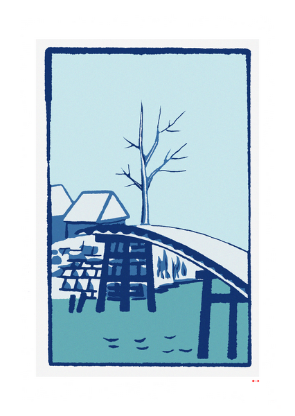 Tree by the Bridge - Fine art print - Matchbox wall art print - Retro wall art print - Vintage wall art print - Wall art print