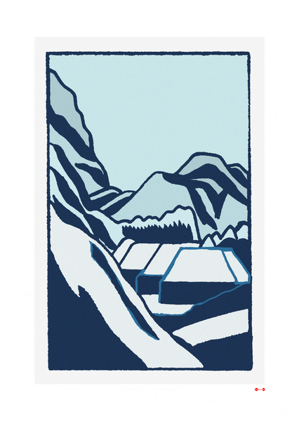 Mountain Landscape - Fine art print - Matchbox wall art print - Retro wall art print - Vintage wall art print - Wall art print