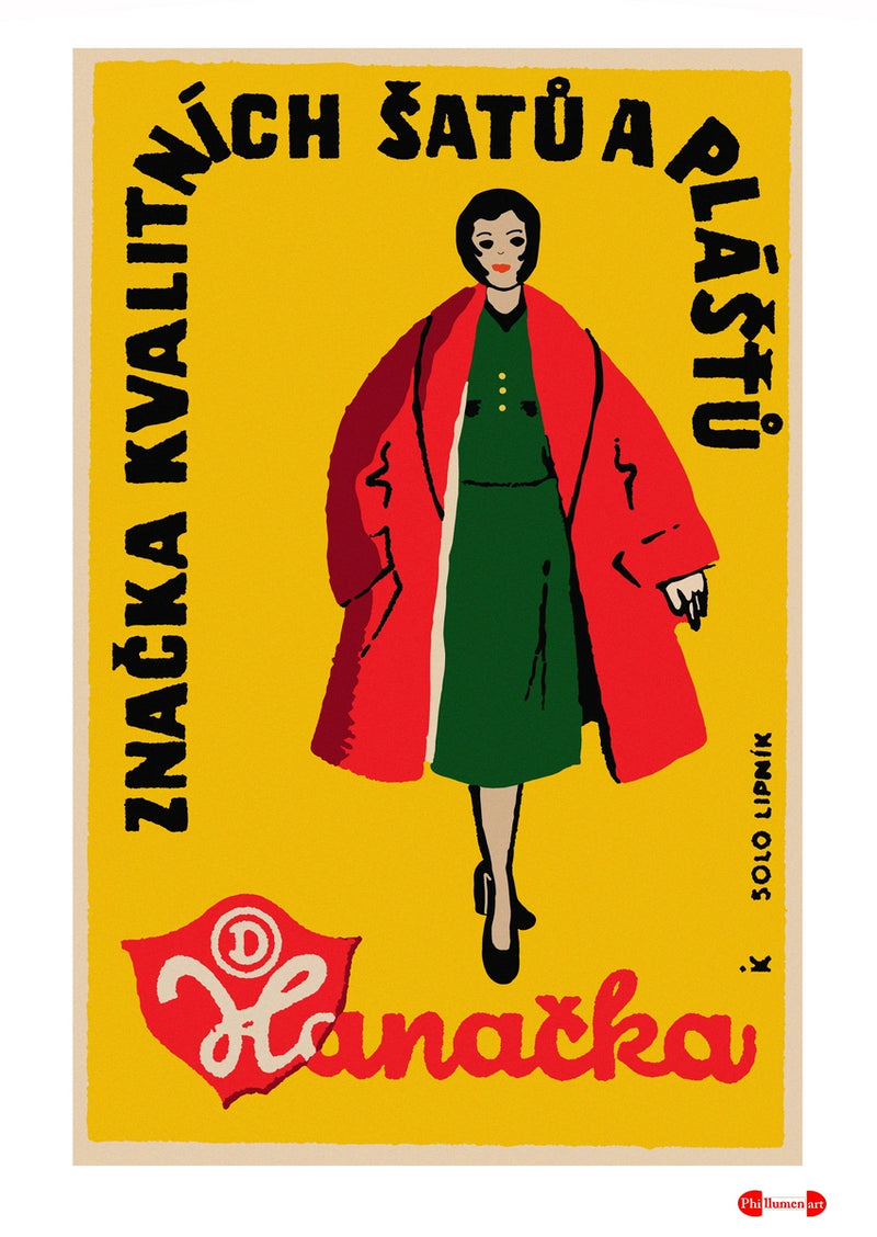 Hanacka Dresses and Coats.Yellow - Fine art print - Matchbox art print - Retro art print - Vintage art print - Wall art print