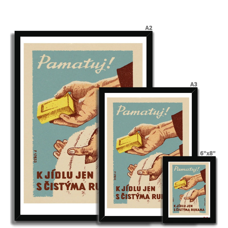 Remember To Only Eat Food With Clean Hands - Fine art print - Matchbox art print - Retro art print - Vintage art print - Wall art print
