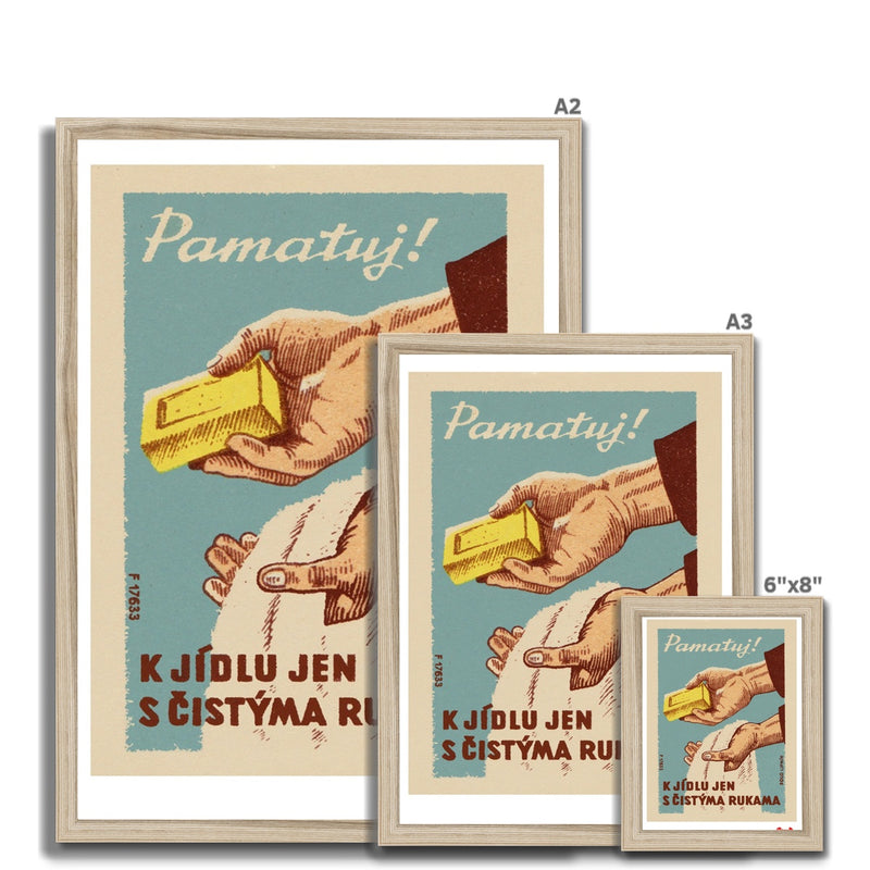 Remember To Only Eat Food With Clean Hands - Fine art print - Matchbox art print - Retro art print - Vintage art print - Wall art print